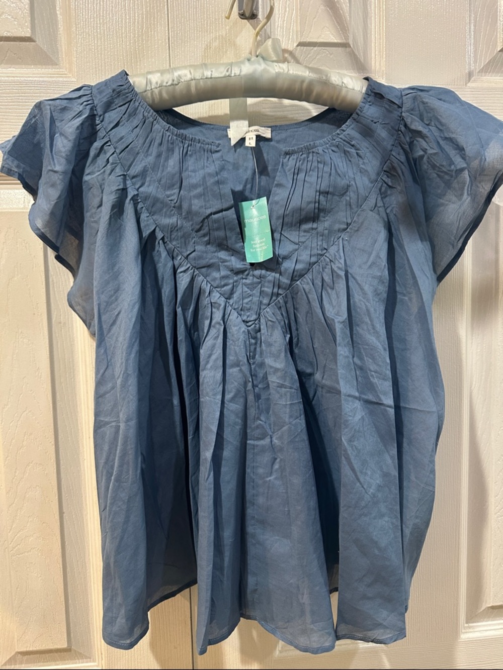 Maurices blue flowy blouse with v-cut neck. Size L